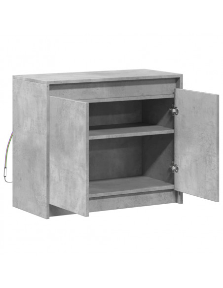 Credenza con LED Grigio Cemento 72x34x61 cm Legno Multistrato