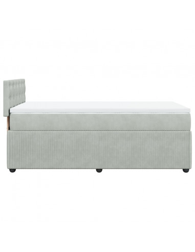 Giroletto a Molle con Materasso Grigio Chiaro 90x190 cm Velluto