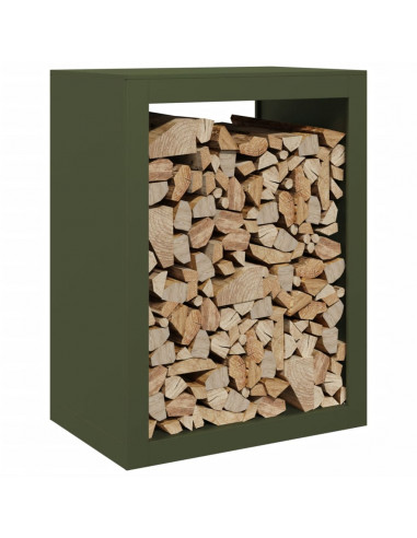 Rastrelliera per Legna da Ardere Verde 60x40x80 cm in Acciaio