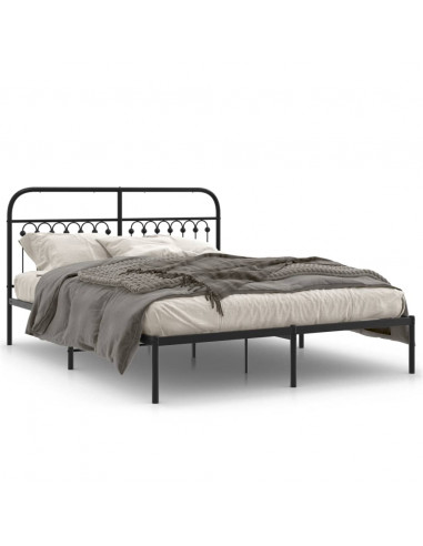 Giroletto con Testiera in Metallo Nero 150x200 cm