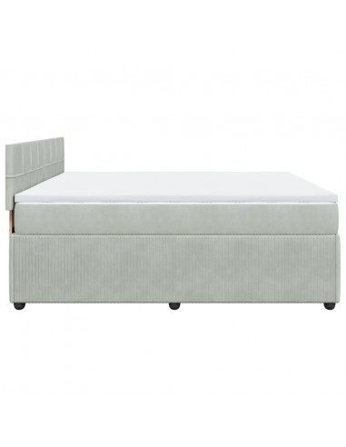 Giroletto a Molle con Materasso Grigio Chiaro 180x200cm Velluto