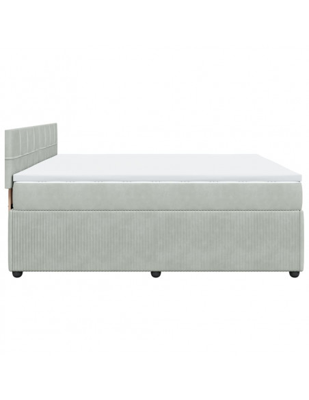 Giroletto a Molle con Materasso Grigio Chiaro 180x200cm Velluto