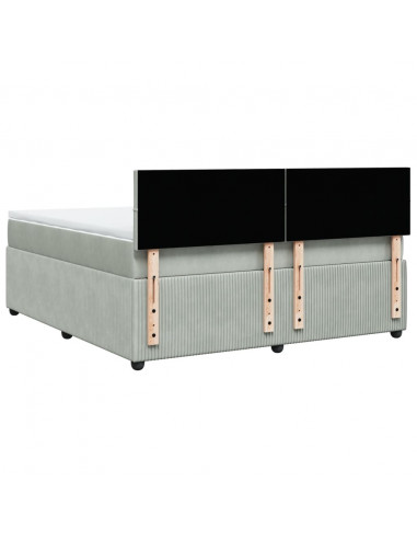 Giroletto a Molle con Materasso Grigio Chiaro 180x200cm Velluto