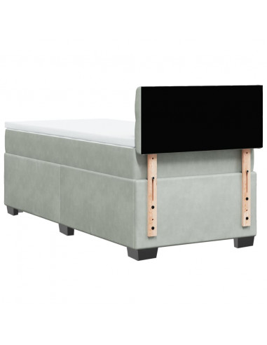 Giroletto a Molle con Materasso Grigio Chiaro 80x200 cm Velluto