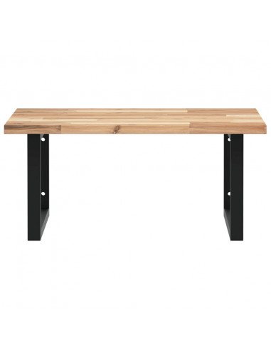 Ripiano a Parete per Lavabo in Acciaio e Massello di Acacia