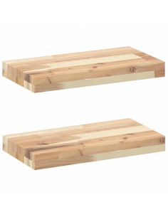 Mensole da Parete 2 pz 60x20x4 cm Legno Acacia Non Trattato 2