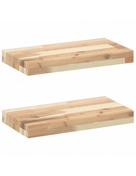 Mensole da Parete 2 pz 60x20x4 cm Legno Acacia Non Trattato