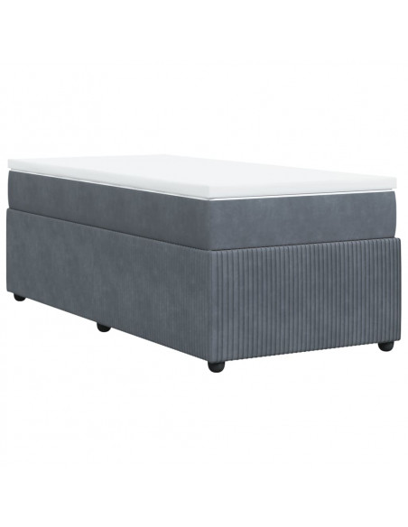 Giroletto a Molle con Materasso Grigio Scuro 90x200 cm Velluto
