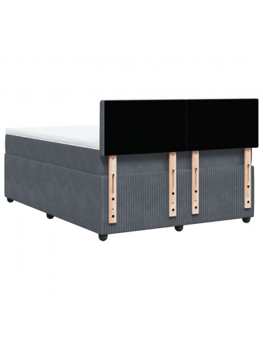 Giroletto a Molle con Materasso Grigio Scuro 140x200 cm Velluto