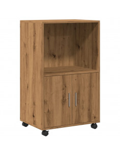 Armadietto con Ruote Rovere Artigianale 55x40x91 cm Truciolato 2