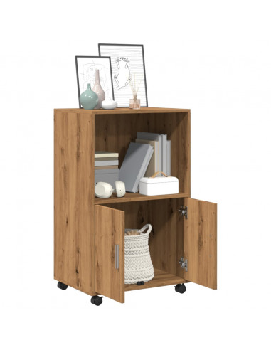 Armadietto con Ruote Rovere Artigianale 55x40x91 cm Truciolato