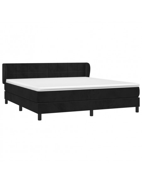 Giroletto a Molle con Materasso Nero 160x200 cm in Velluto