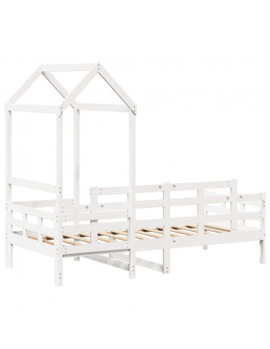 Dormeuse con Tetto 80x200 cm Bianco in Legno Massello di Pino