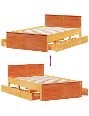 Giroletto senza Materasso con Testata Marrone Cera 135x190 Pino