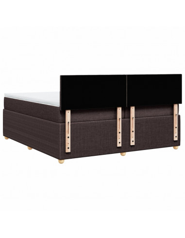 Giroletto a Molle con Materasso Marrone Scuro 200x200cm Tessuto