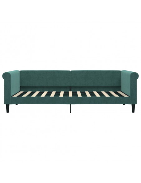 Divano Letto Estraibile Cassetti Verde Scuro 90x200cm Velluto