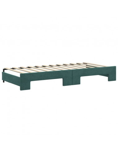 Divano Letto Estraibile Cassetti Verde Scuro 90x200cm Velluto
