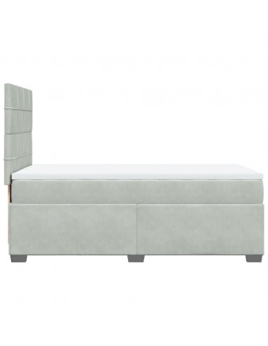 Giroletto a Molle con Materasso Grigio Chiaro 90x200 cm Velluto