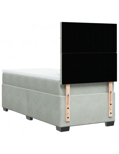 Giroletto a Molle con Materasso Grigio Chiaro 90x200 cm Velluto