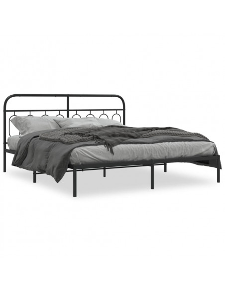 Giroletto con Testiera in Metallo Nero 193x203 cm