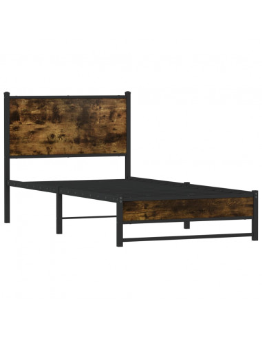 Giroletto con Testiera in Metallo Rovere Fumo 100x200 cm