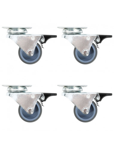 Ruote Girevoli Gemellate con Doppio Freno 4 pz 50 mm