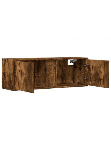 Mobile TV a Parete con Luci LED Rovere Fumo 100x31x35 cm