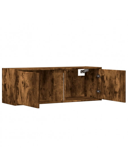 Mobile TV a Parete con Luci LED Rovere Fumo 100x31x35 cm