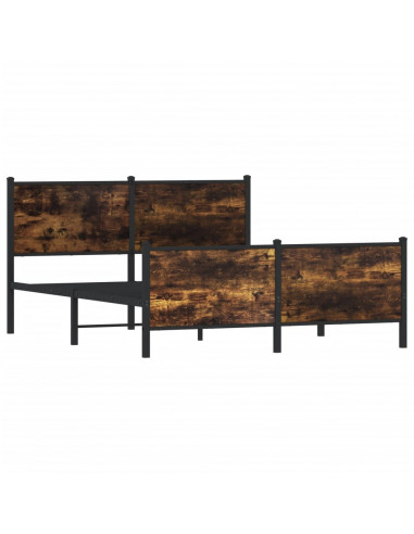 Giroletto con Testiera e Pediera Metallo Rovere Fumo 137x190 cm