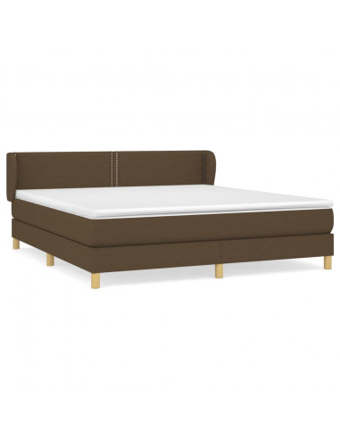 Giroletto a Molle con Materasso Marrone Scuro 180x200cm Tessuto