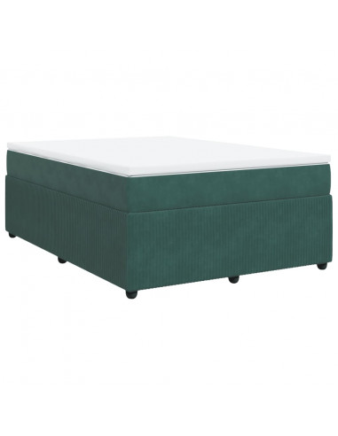 Giroletto a Molle con Materasso Verde Scuro 160x200 cm Velluto
