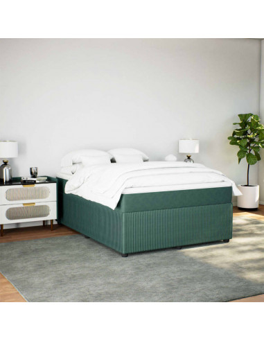 Giroletto a Molle con Materasso Verde Scuro 160x200 cm Velluto