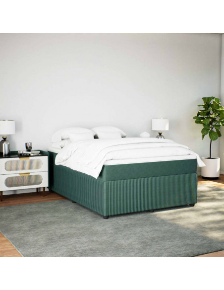 Giroletto a Molle con Materasso Verde Scuro 160x200 cm Velluto