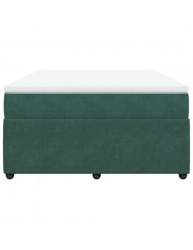 Giroletto a Molle con Materasso Verde Scuro 160x200 cm Velluto