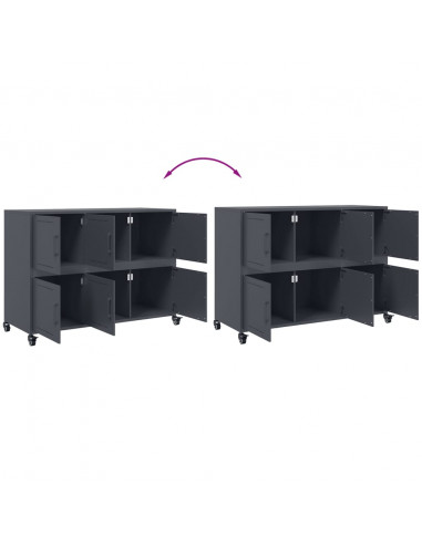 Credenza Antracite 100,5x39x72 cm in Acciaio Laminato a Freddo