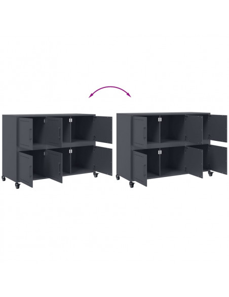 Credenza Antracite 100,5x39x72 cm in Acciaio Laminato a Freddo