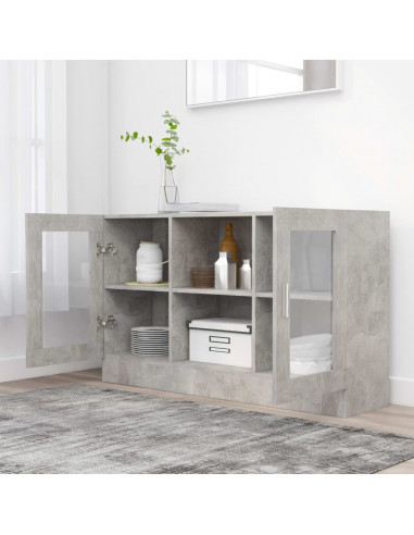 Armadietto Vetrina Grigio Cemento 120x30,5x70 cm Multistrato