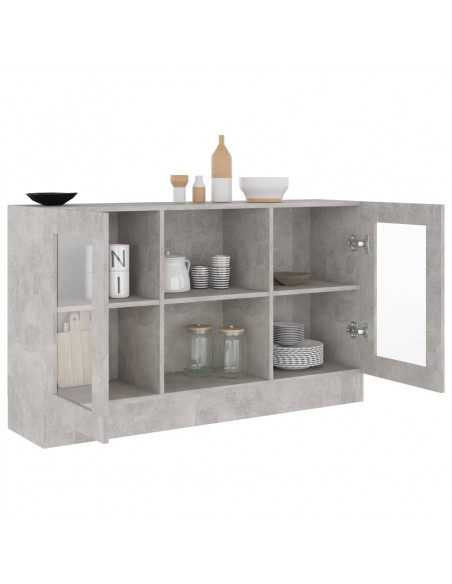 Armadietto Vetrina Grigio Cemento 120x30,5x70 cm Multistrato