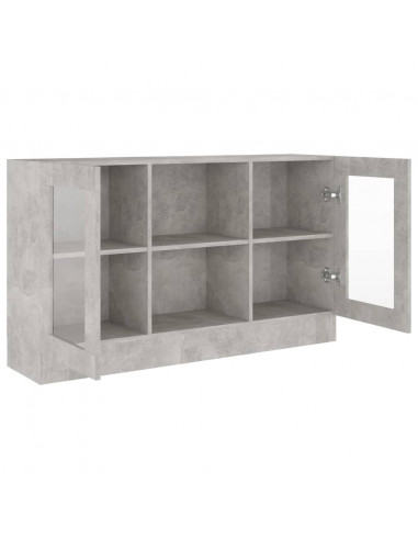 Armadietto Vetrina Grigio Cemento 120x30,5x70 cm Multistrato