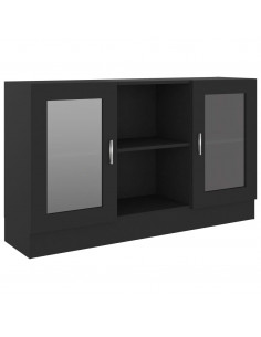 Armadietto con Vetrina Nero 120x30,5x70 cm Legno Multistrato 2