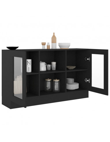 Armadietto con Vetrina Nero 120x30,5x70 cm Legno Multistrato