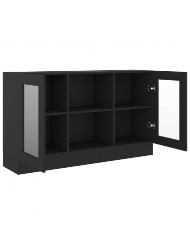Armadietto con Vetrina Nero 120x30,5x70 cm Legno Multistrato