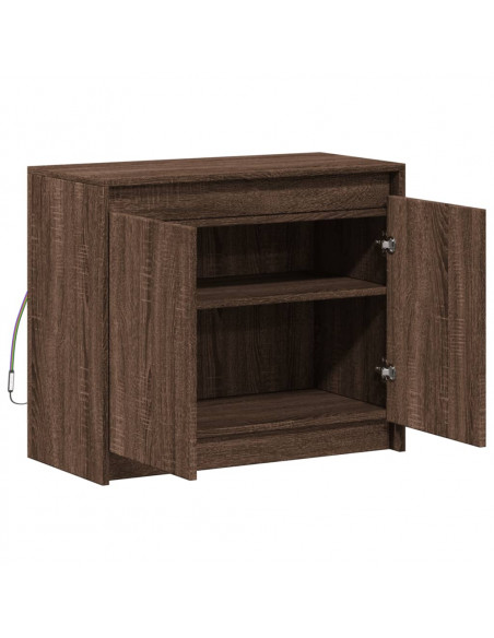 Credenza con LED Rovere Marrone 72x34x61 cm Legno Multistrato