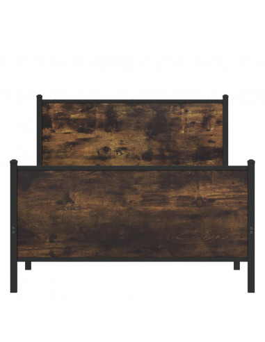 Giroletto con Testiera e Pediera Metallo Rovere Fumo 100x200 cm