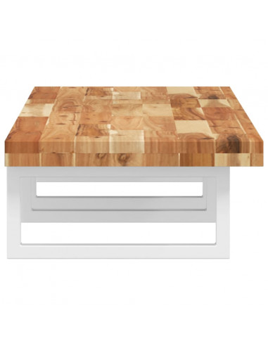 Ripiano a Parete per Lavabo in Acciaio e Massello di Acacia