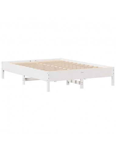 Letto senza Materasso Bianco 140x190 cm Legno Massello di Pino