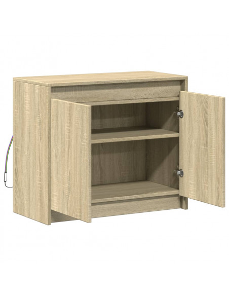 Credenza con LED Rovere Sonoma 72x34x61 cm in Legno Multistrato