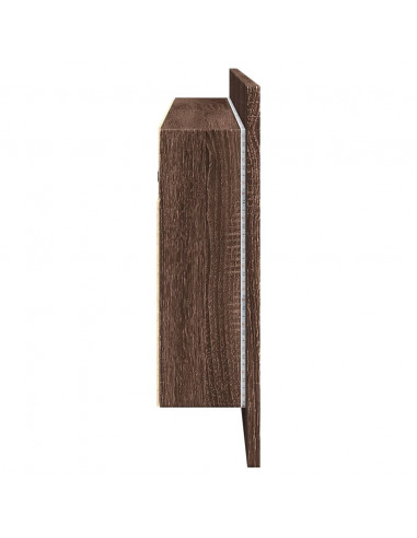 Armadietto Specchio con LED da Bagno Rovere Marrone 100x12x45cm