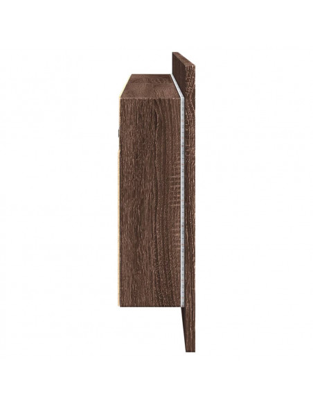 Armadietto Specchio con LED da Bagno Rovere Marrone 100x12x45cm