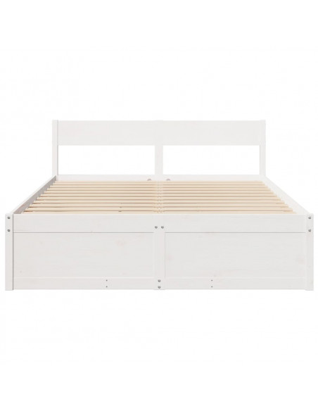Giroletto con Cassetti Bianco 150x200 cm Legno Massello di Pino